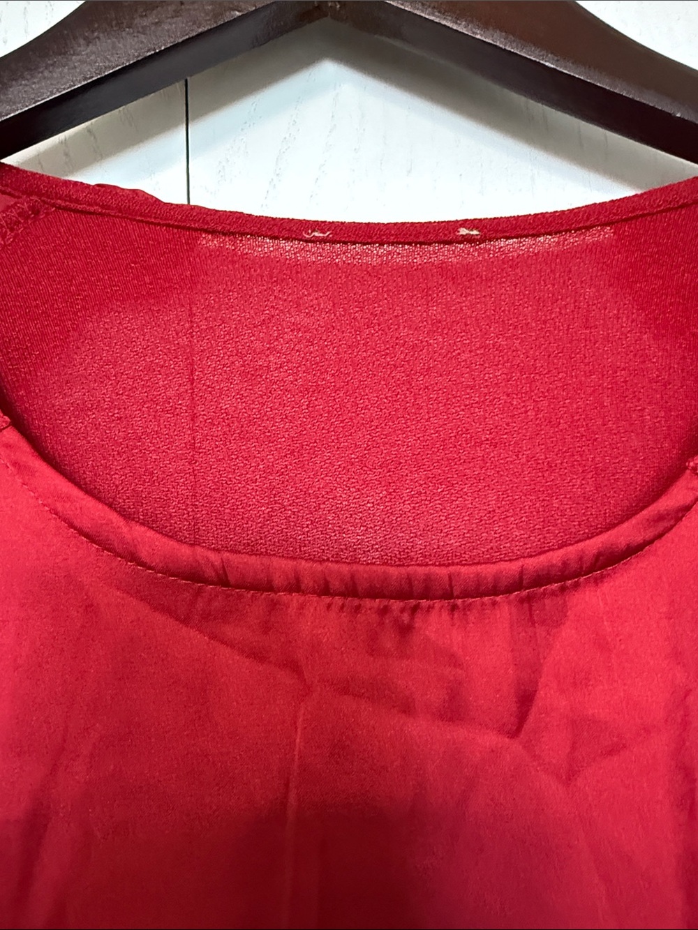 Red Ruffle-Sleeve Women's Top - Picture 2 of 5